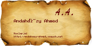 Andaházy Ahmed névjegykártya